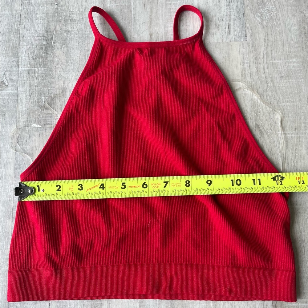 BOZZOLO Red Ribbed Tank Top Size M/L - Picture 2 of 5